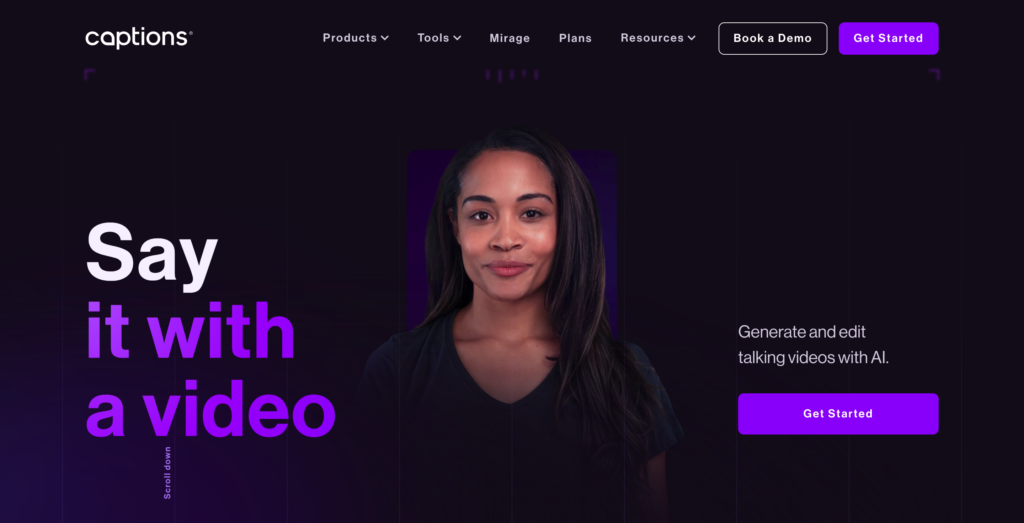 Image showing AI tool captions.ai in video editing